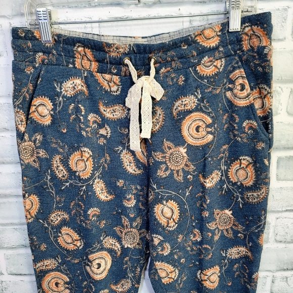 Anthropologie Saturday Sunday S Sophia Floral Paisley Jogger Lounge Pants Comfy - Picture 2 of 7